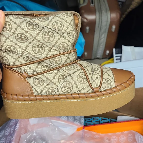 Tory Burch Brown And Blue Tall Rain Boots TORY BURCH Adeline